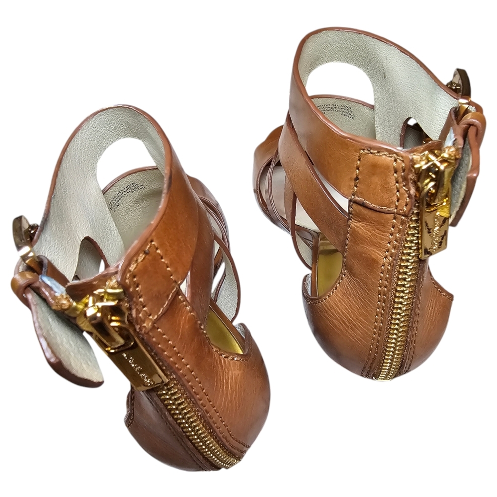 MICHAEL KORS Women's Brown Leather  Strappy Heeled Sandals - US Size 8.5 M - EUC - Picture 12 of 15